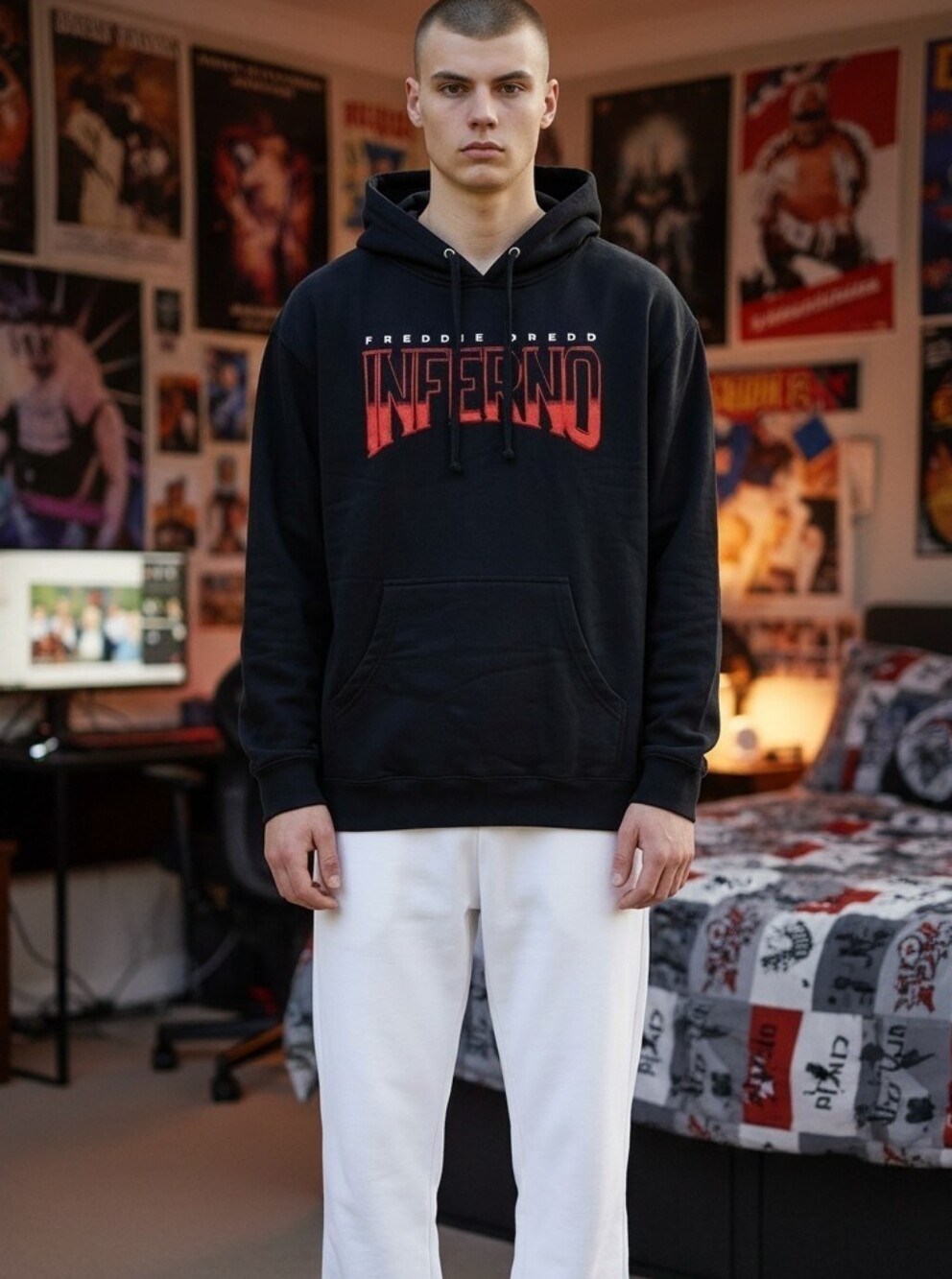 NWOT Freddie Dredd Inferno Concert  Black Pullover Hoodie Grunge Streetwear